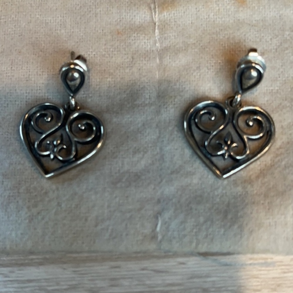James Avery Retired French Heart Dangle Earrings